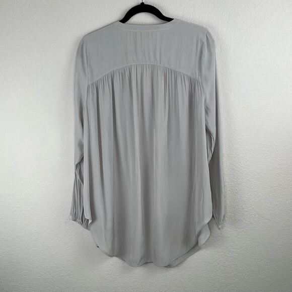 Calypso St. Barth Gray Semi-Sheer Long Sleeve V-Neck Popover Tunic Blouse Large - Picture 13 of 13